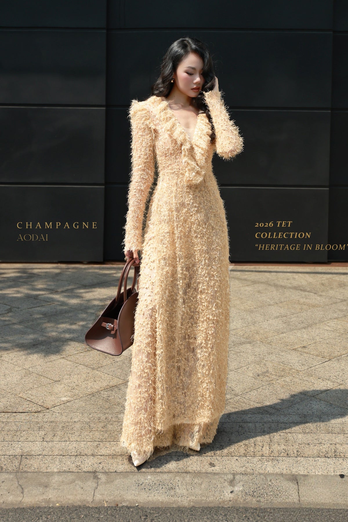 Champagne Ao Dai Set