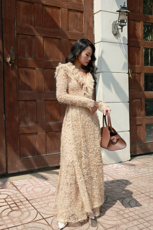Champagne Ao Dai Set
