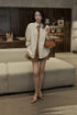 Ivy Stripe Set in beige stripe - full length front view