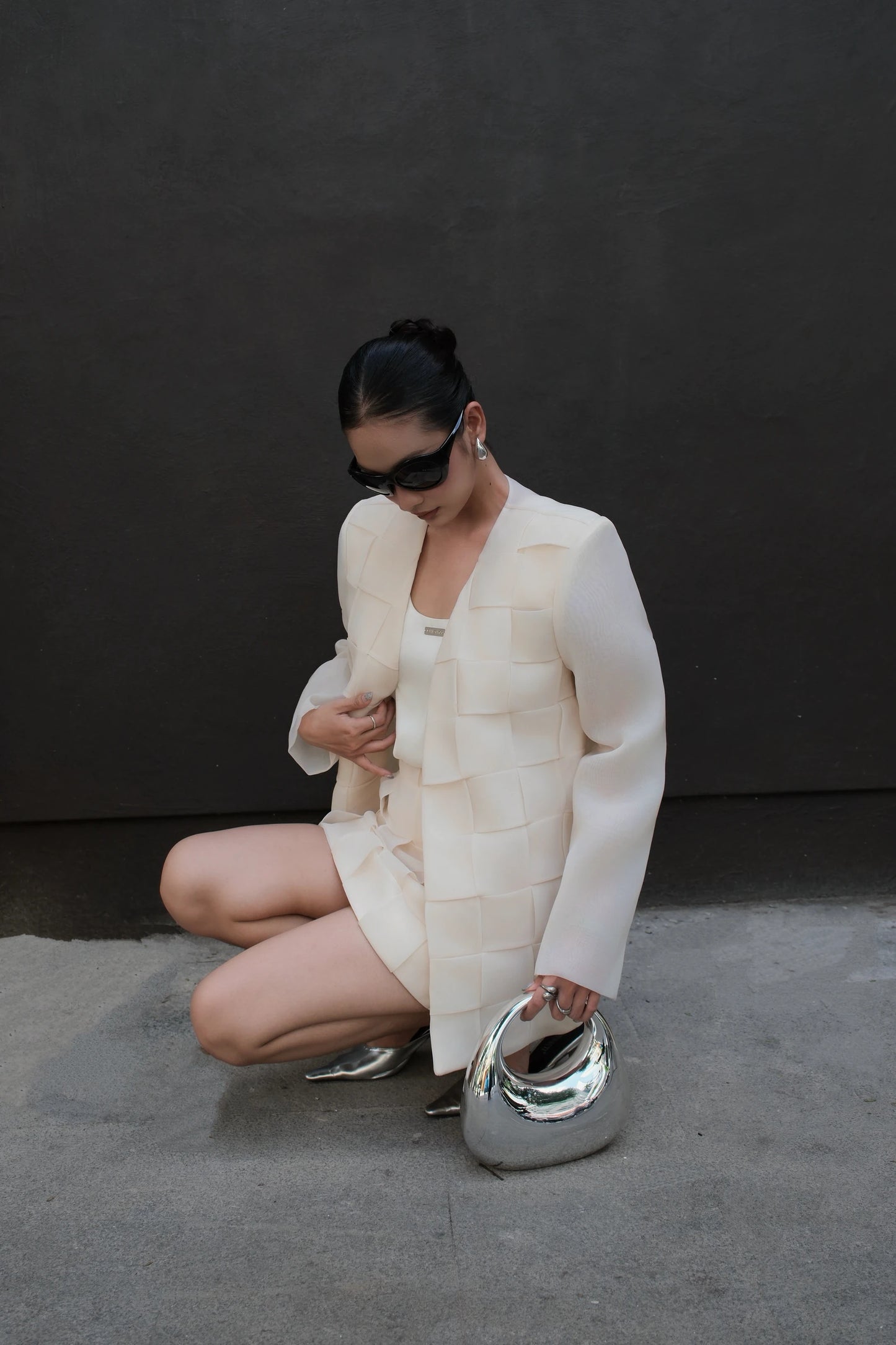Hailey Set in cream - seated pose