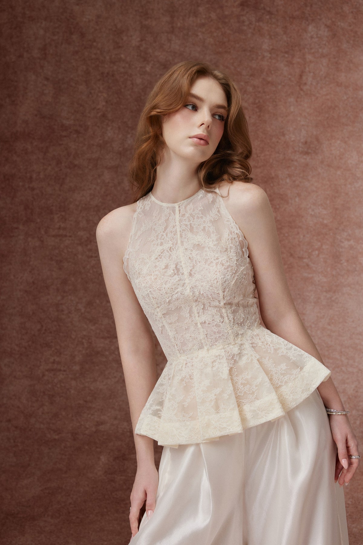 Cream Halter Lace Set