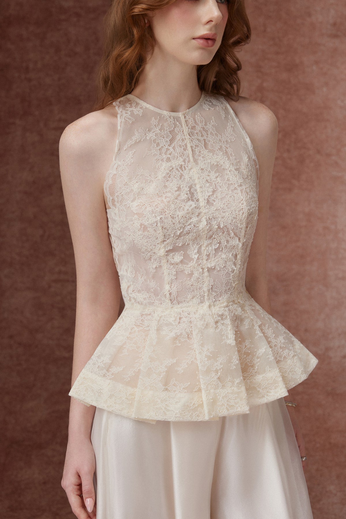 Cream Halter Lace Set