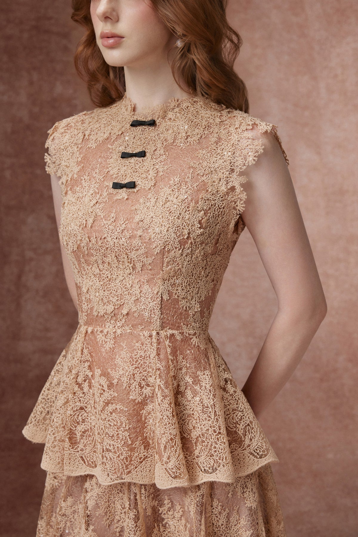 Caramel Lace Peplum Set