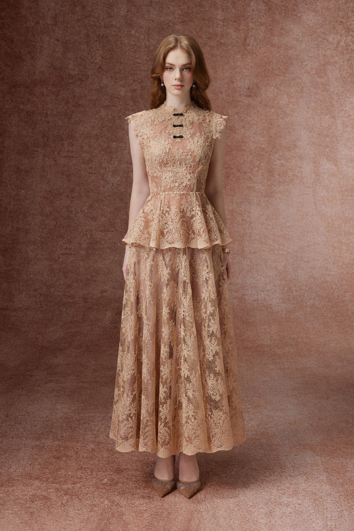 Caramel Lace Peplum Set