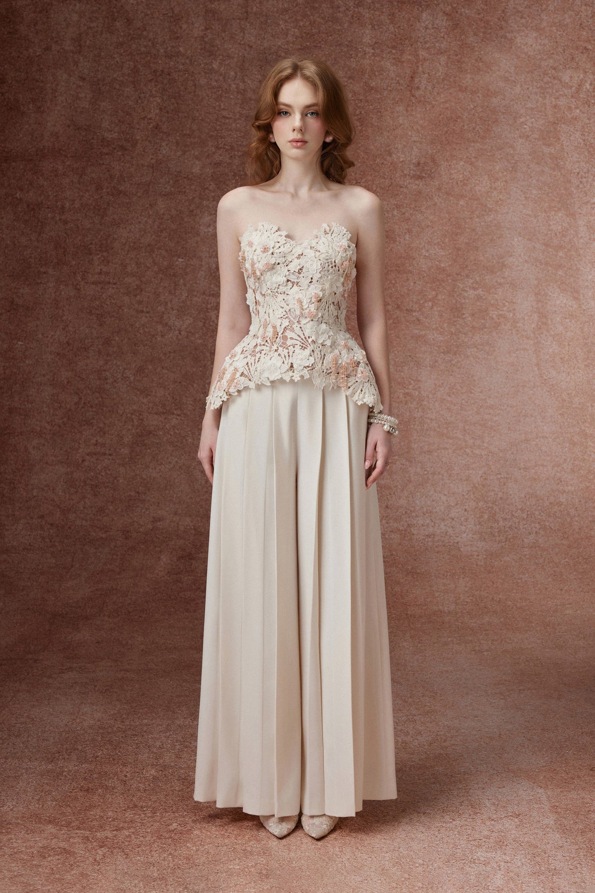 Cream Lace Bustier Set
