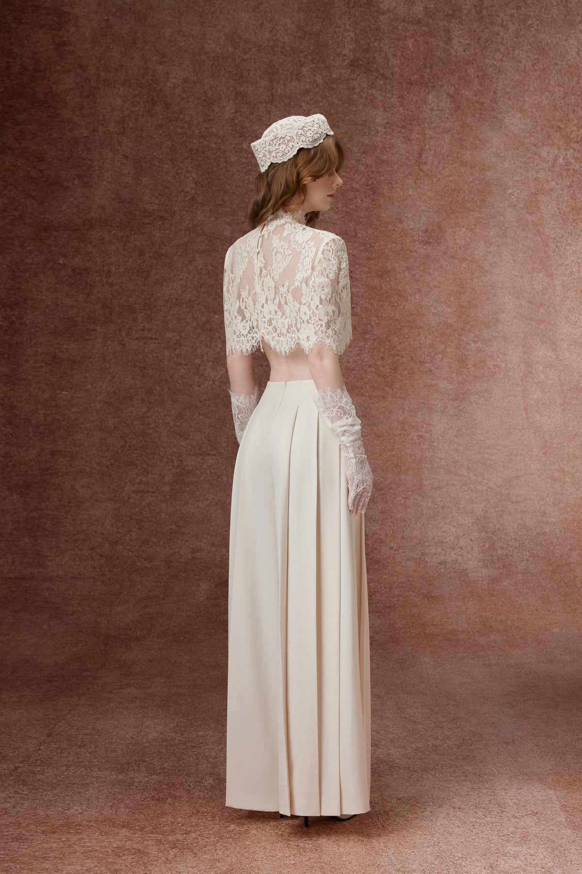 Cream Lace Cape Set