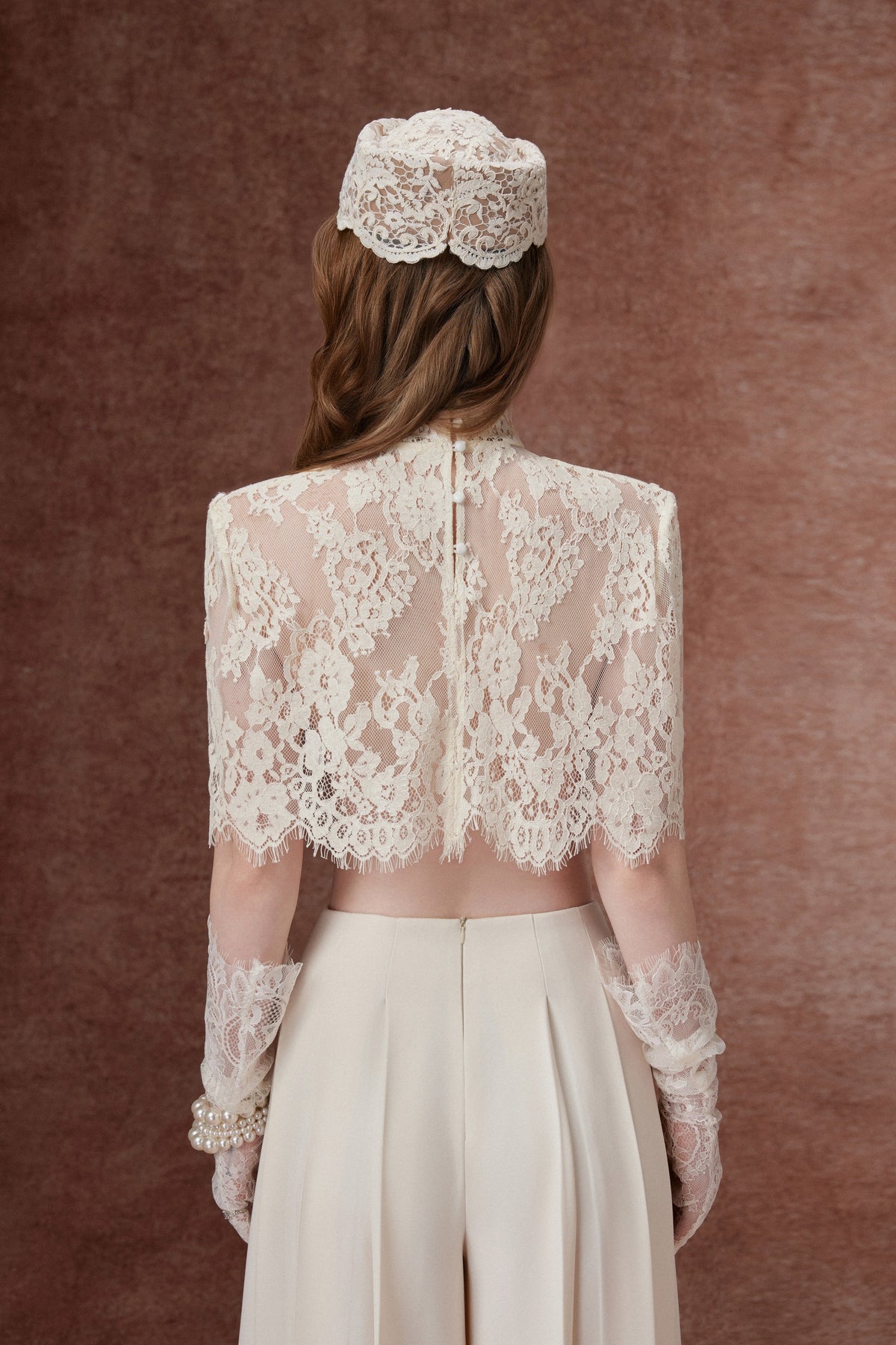 Cream Lace Cape Set