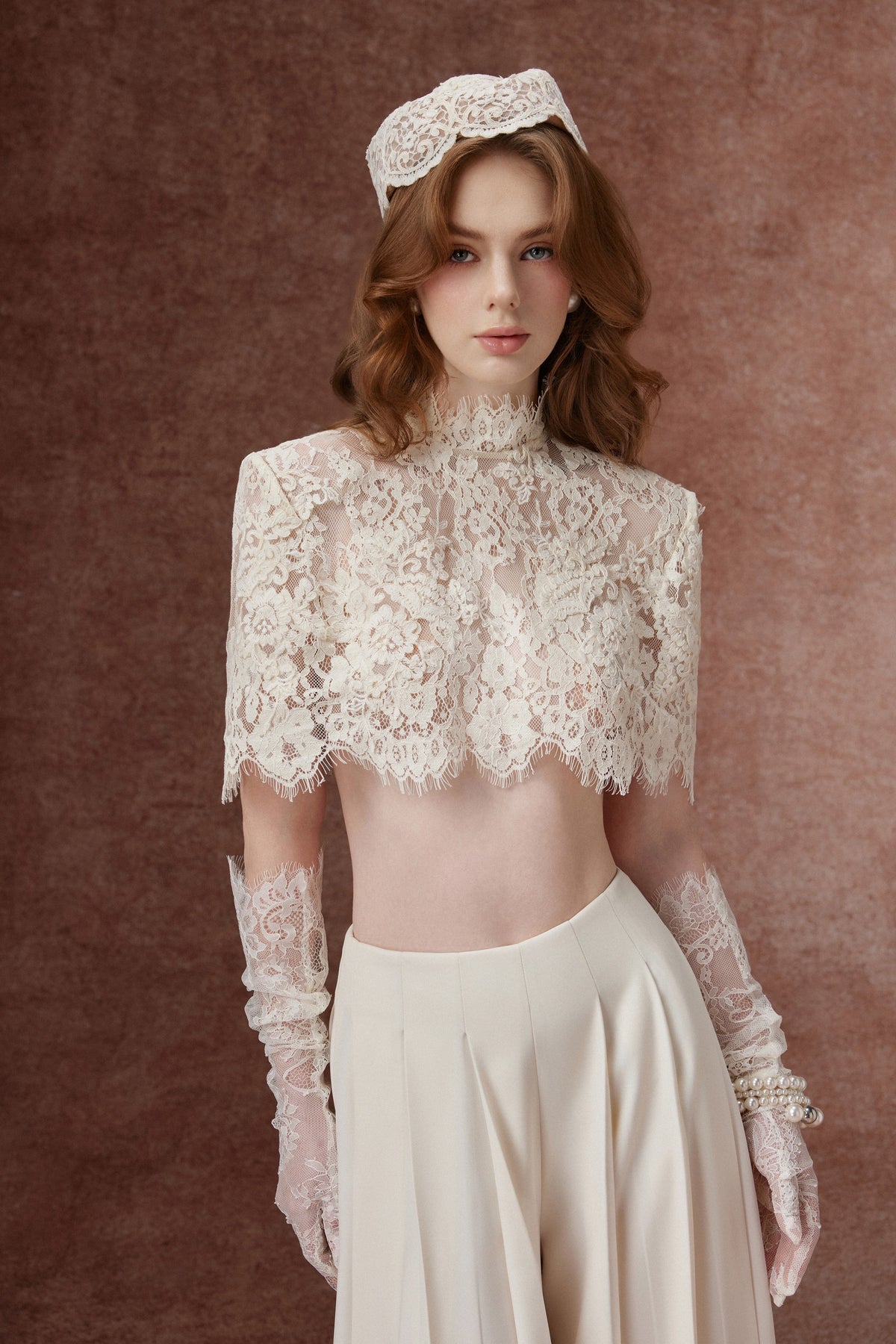 Cream Lace Cape Set