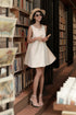 Ammie Babydoll Dress in cream - full length front view
