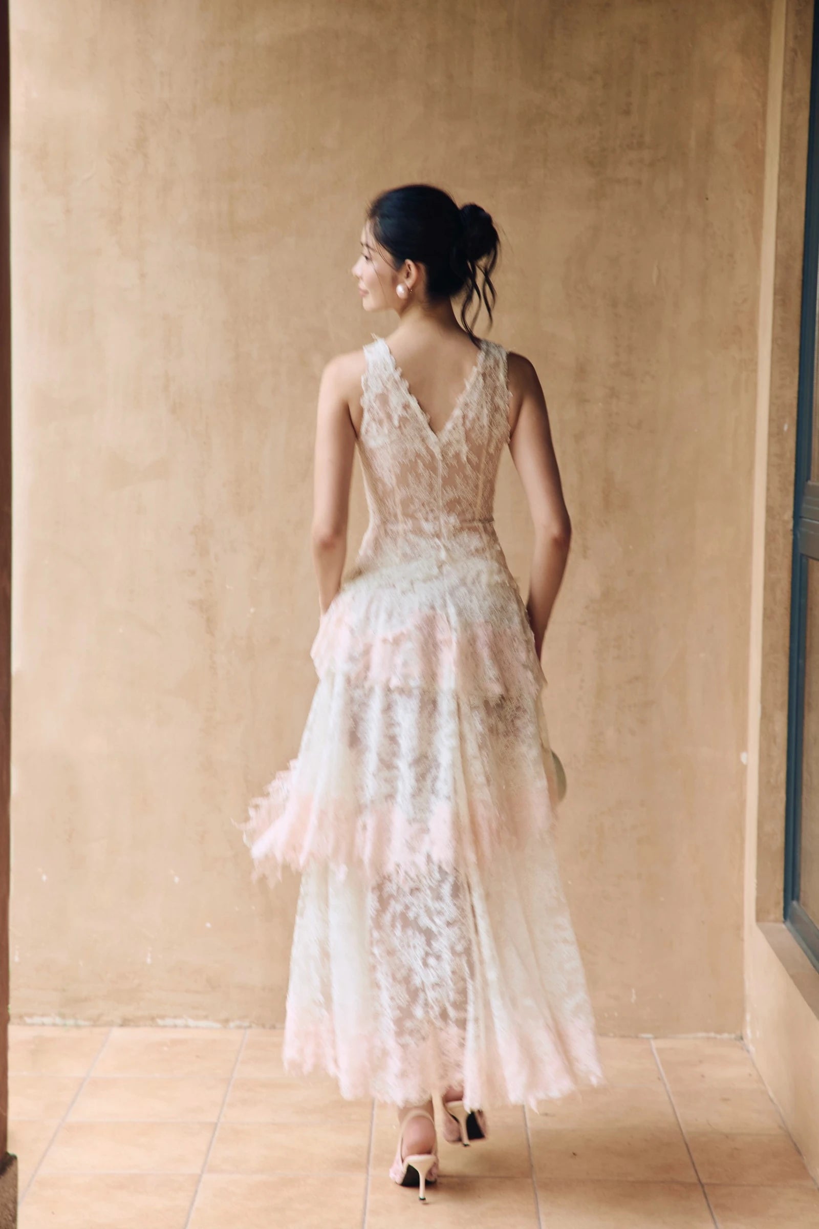Rosé Lace Maxi Dress