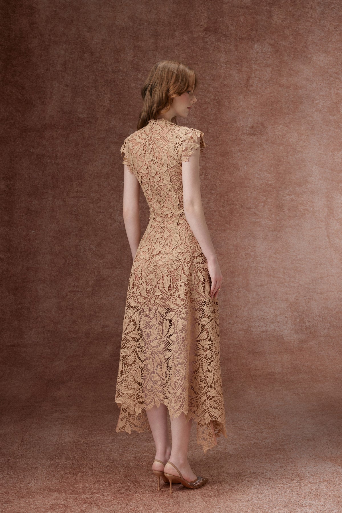 Caramel Lace Midi Dress