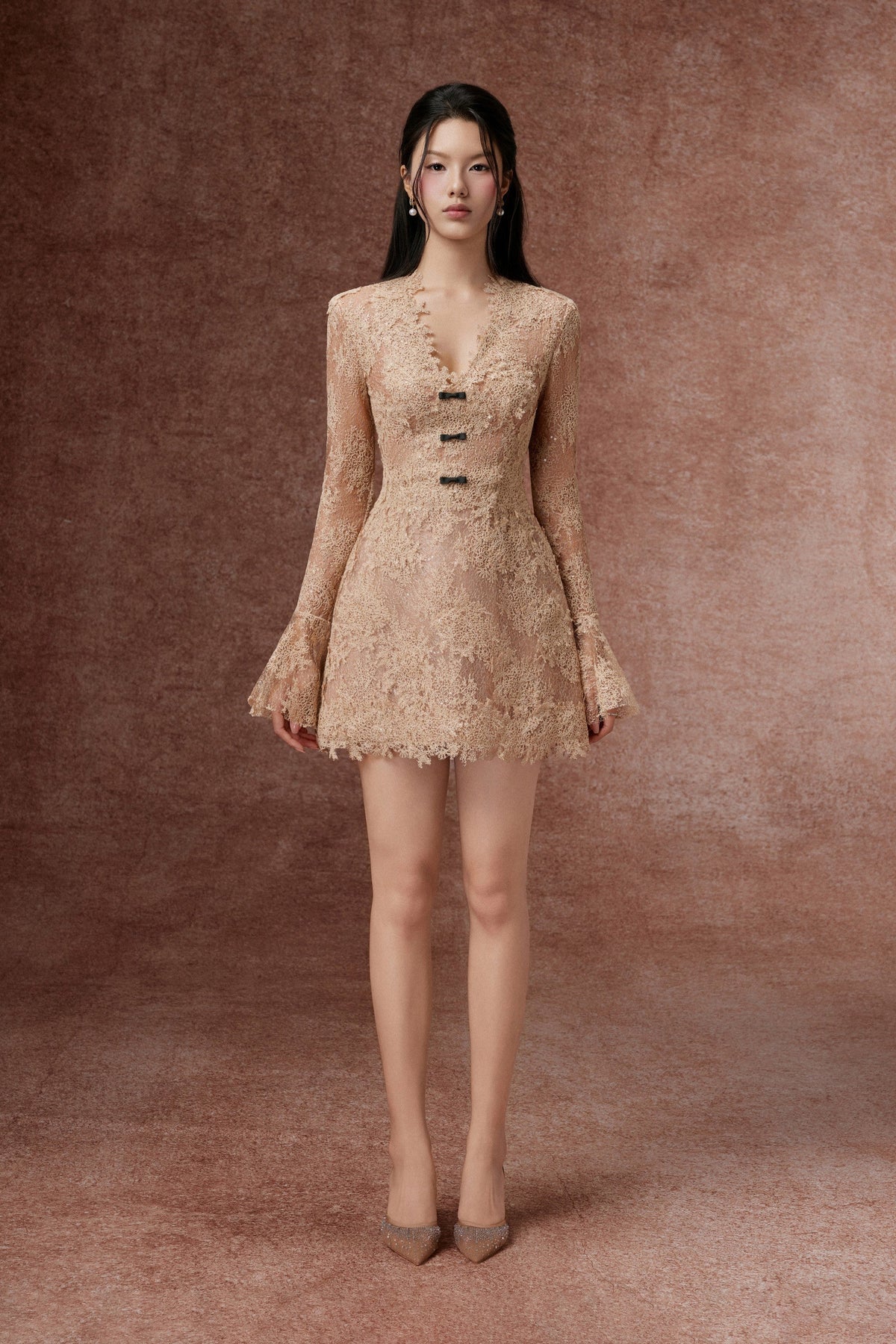 Caramel Lace Mini Dress