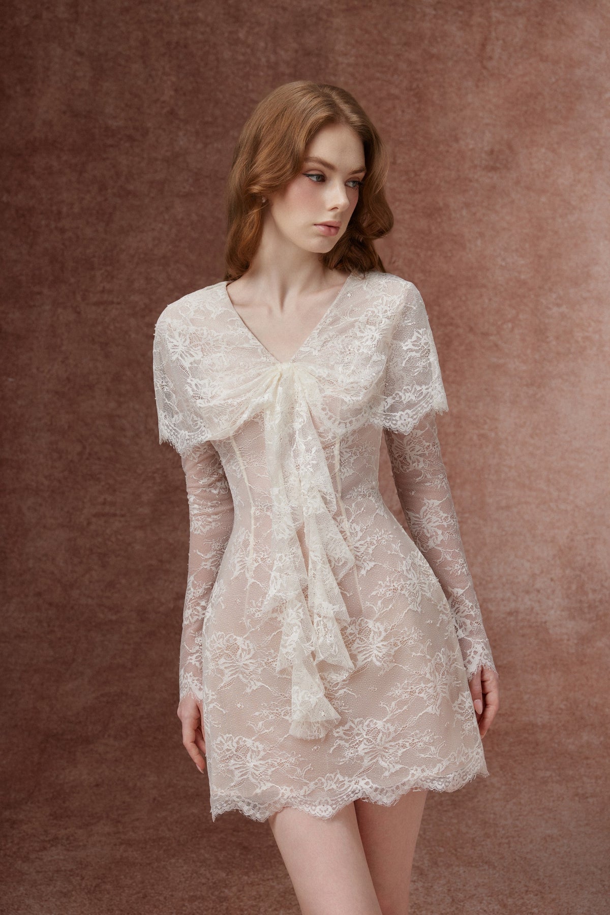 Lace Bow Mini Dress