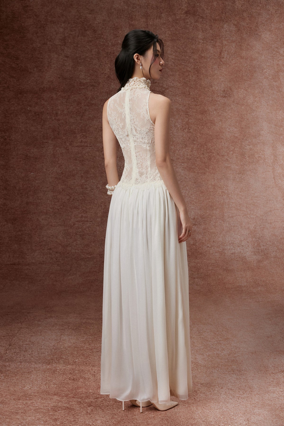 Lace Bodice Chiffon Gown