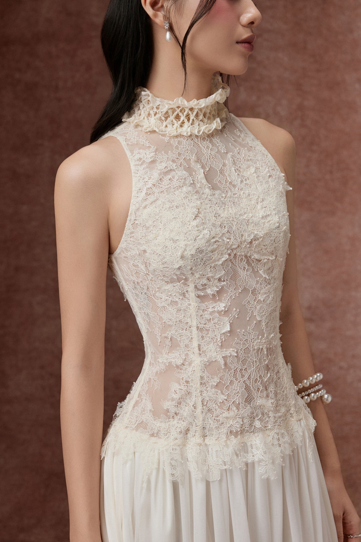 Lace Bodice Chiffon Gown