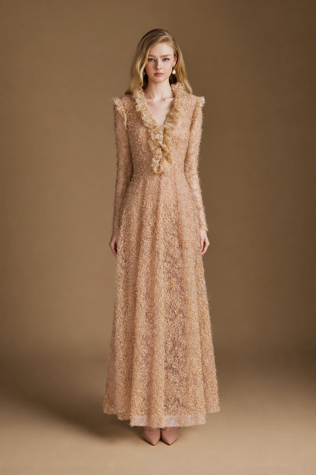 Apricot Lace Gown